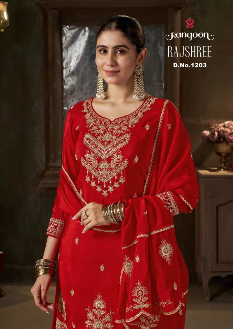 Rajshree By Rangoon H O Crush Readymade Suits
